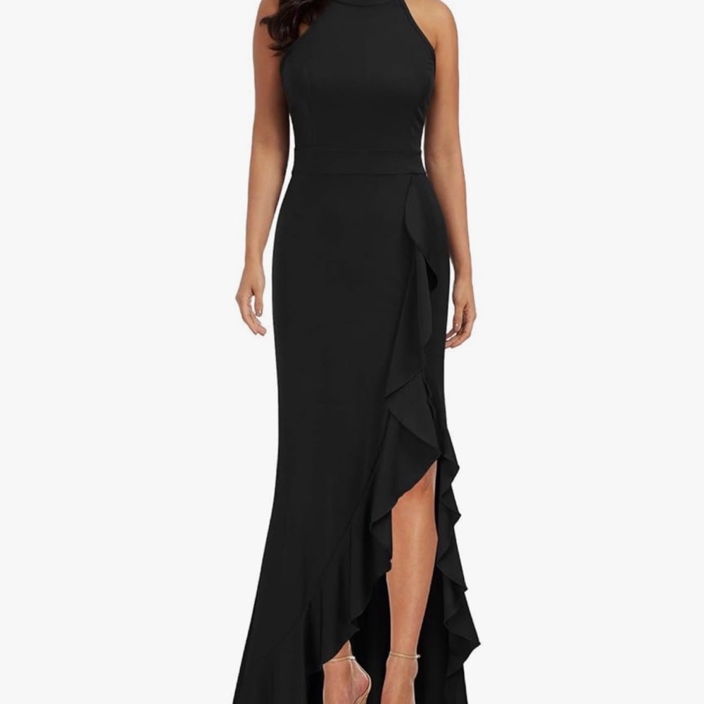 WOOSEA Women's High Neck Split Bodycon Mermaid Evening Cocktail Long Dress